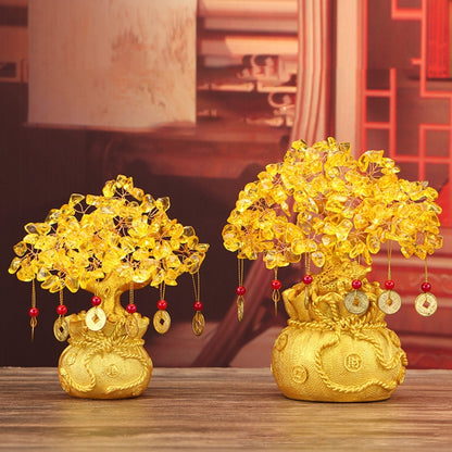 Natural Citrine Crystal Money Tree Decor 14cm by HitMyNeed