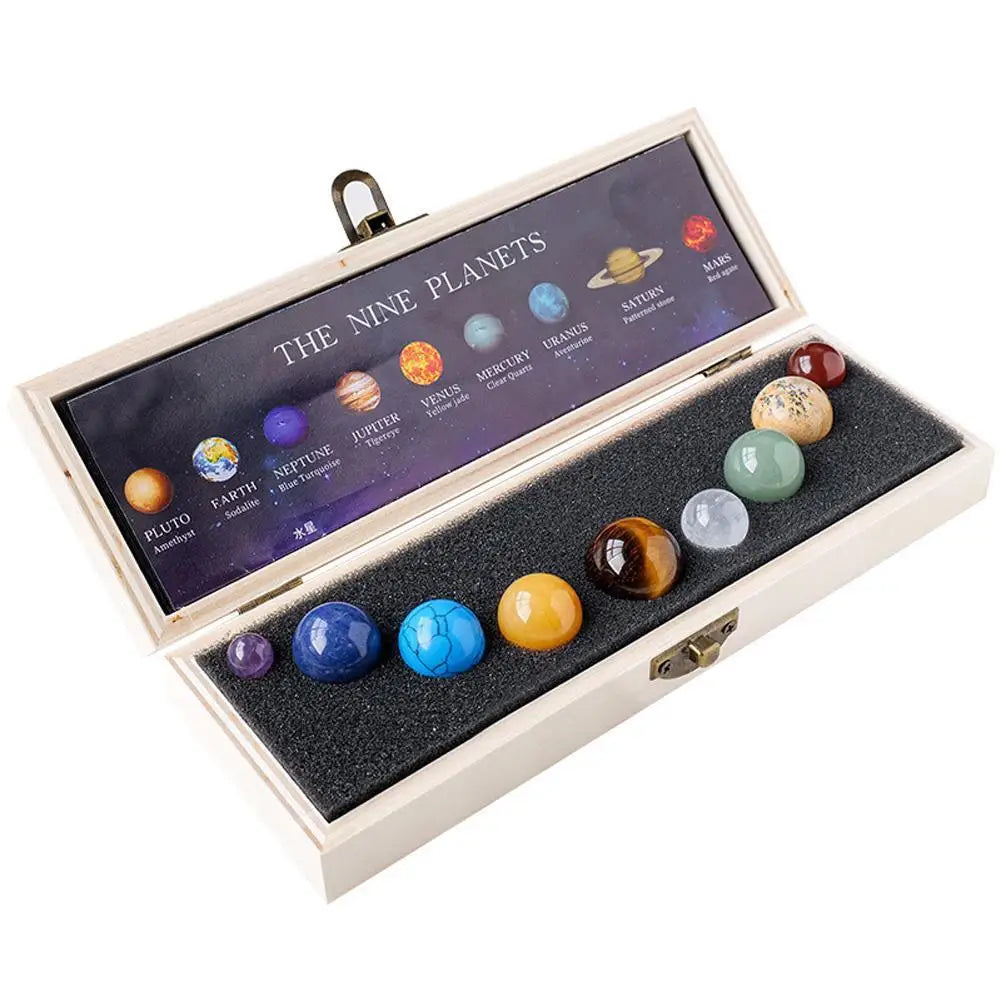 Natural Crystal 9 Planet Solar System Globe by HitMyNeed