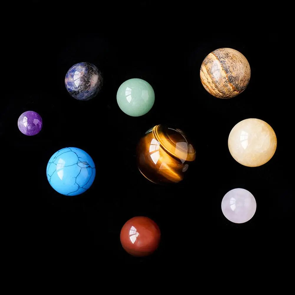 Natural Crystal 9 Planet Solar System Globe by HitMyNeed