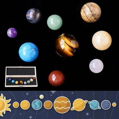 Natural Crystal 9 Planet Solar System Globe by HitMyNeed