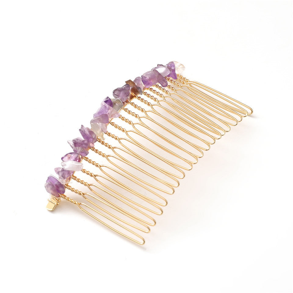 Natural Crystal Hair Comb Accessory amethyst by HitMyNeed