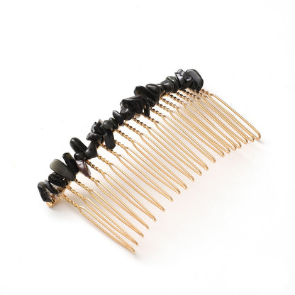 Natural Crystal Hair Comb Accessory black-obsidian by HitMyNeed
