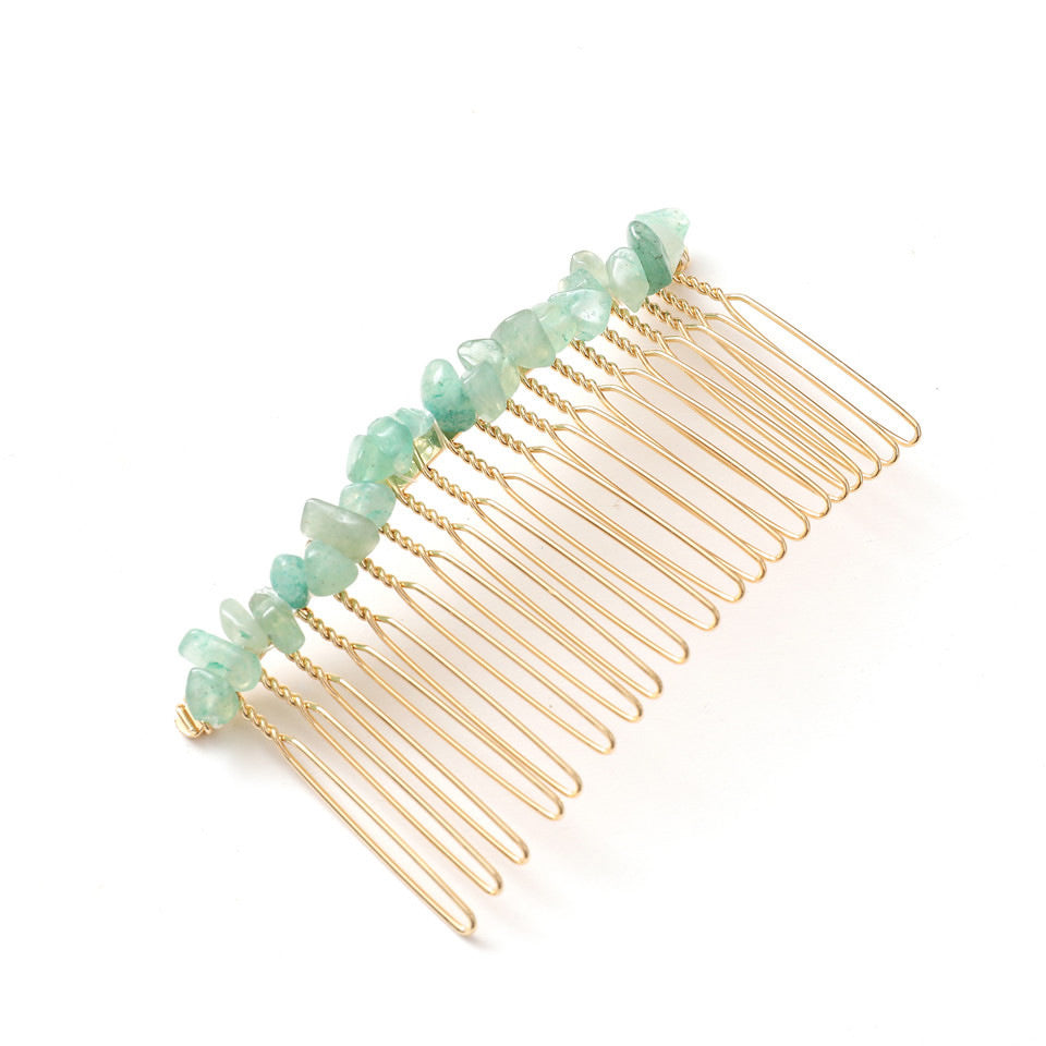 Natural Crystal Hair Comb Accessory green-aventurine by HitMyNeed