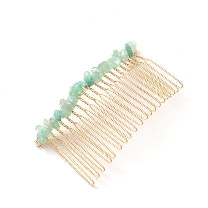 Natural Crystal Hair Comb Accessory green-aventurine by HitMyNeed