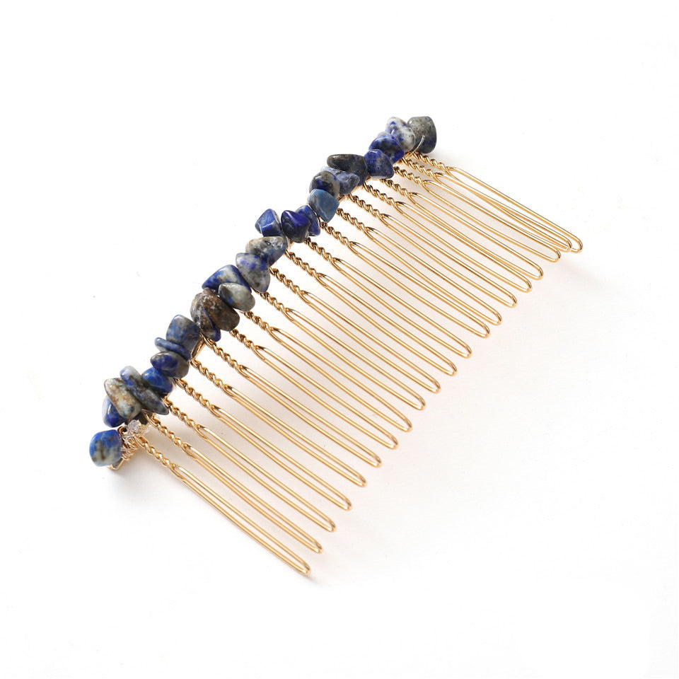 Natural Crystal Hair Comb Accessory lapis-lazuli by HitMyNeed