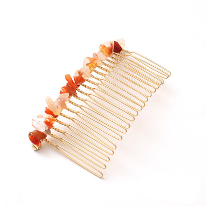 Natural Crystal Hair Comb Accessory red-agate by HitMyNeed