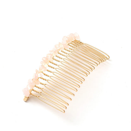 Natural Crystal Hair Comb Accessory rose-quartz by HitMyNeed