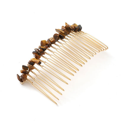 Natural Crystal Hair Comb Accessory tiger-eye by HitMyNeed