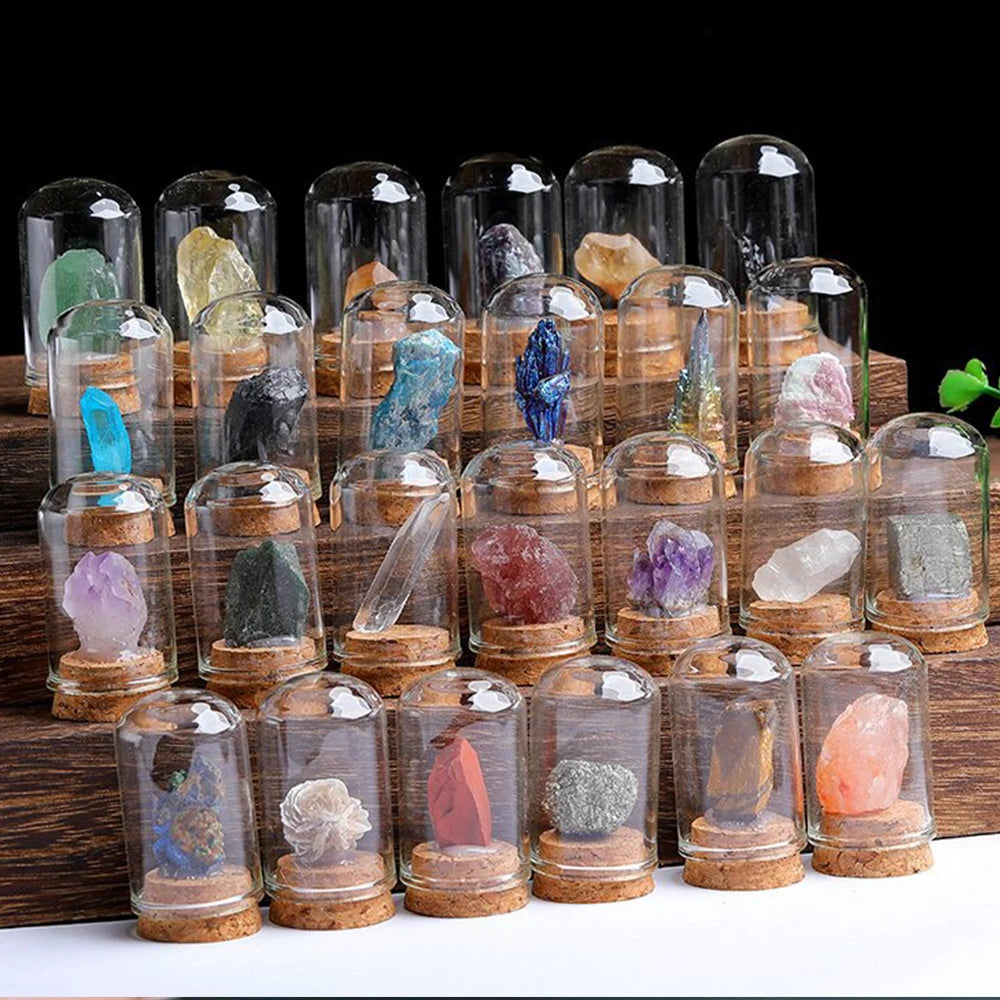 Natural Crystal Mineral Specimen Glass Display Jar by HitMyNeed