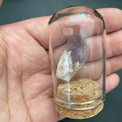 Natural Crystal Mineral Specimen Glass Display Jar amethyst by HitMyNeed