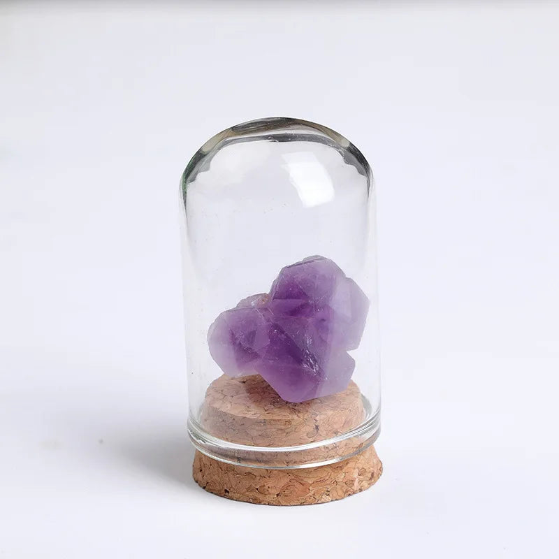 Natural Crystal Mineral Specimen Glass Display Jar amethyst-flower by HitMyNeed