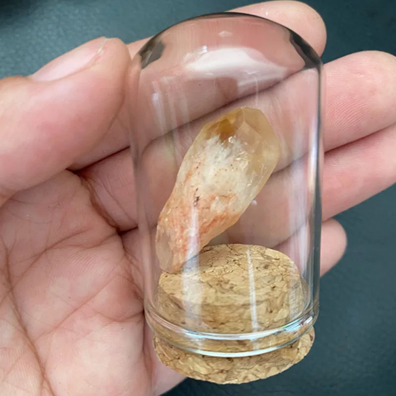 Natural Crystal Mineral Specimen Glass Display Jar citrine by HitMyNeed