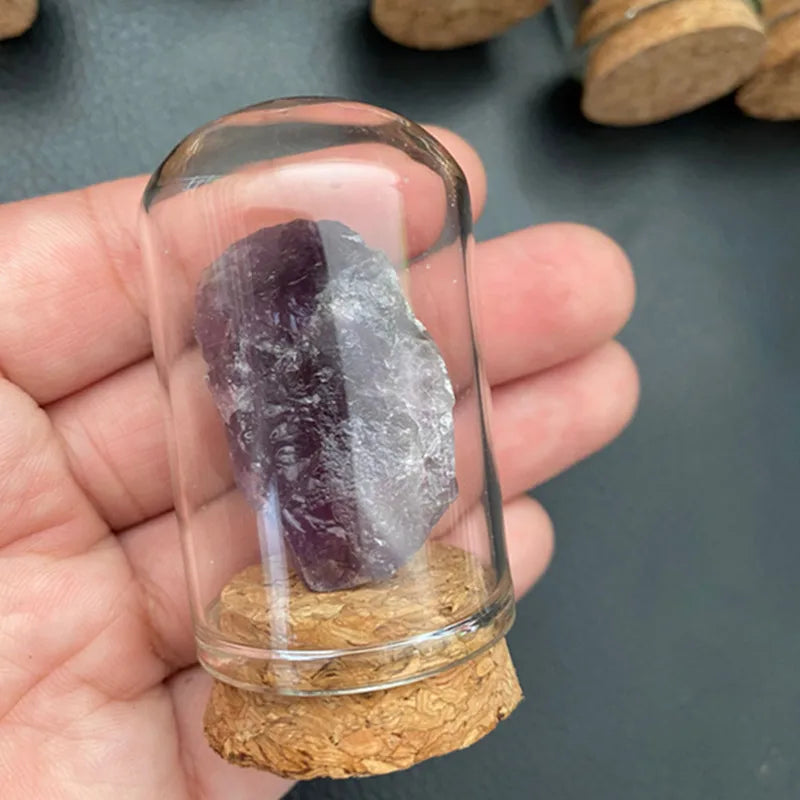 Natural Crystal Mineral Specimen Glass Display Jar dream-amethyst by HitMyNeed