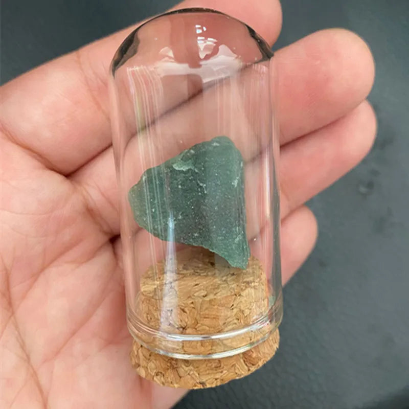 Natural Crystal Mineral Specimen Glass Display Jar green-aventurine by HitMyNeed