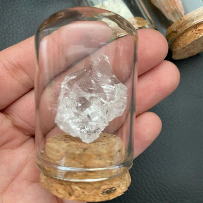 Natural Crystal Mineral Specimen Glass Display Jar white-crystal by HitMyNeed