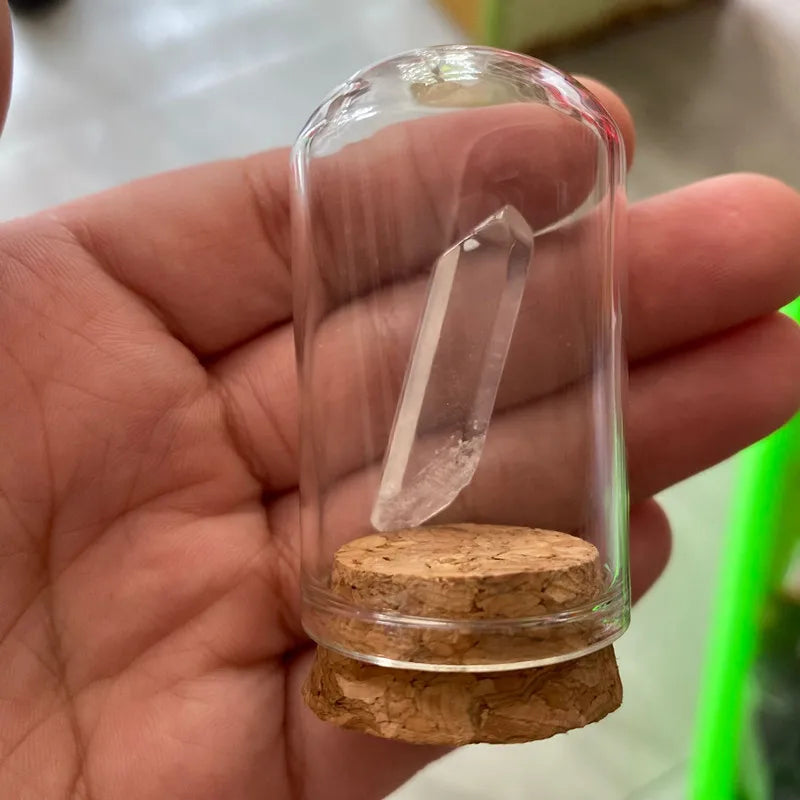 Natural Crystal Mineral Specimen Glass Display Jar white-crystal-point by HitMyNeed