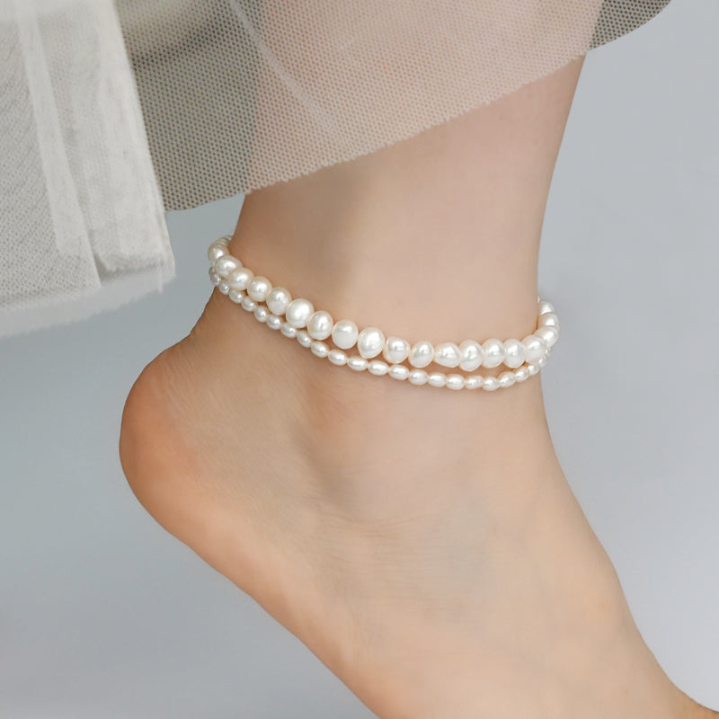 Natural Freshwater Baroque Pearl Anklet 23cm-baroque by HitMyNeed