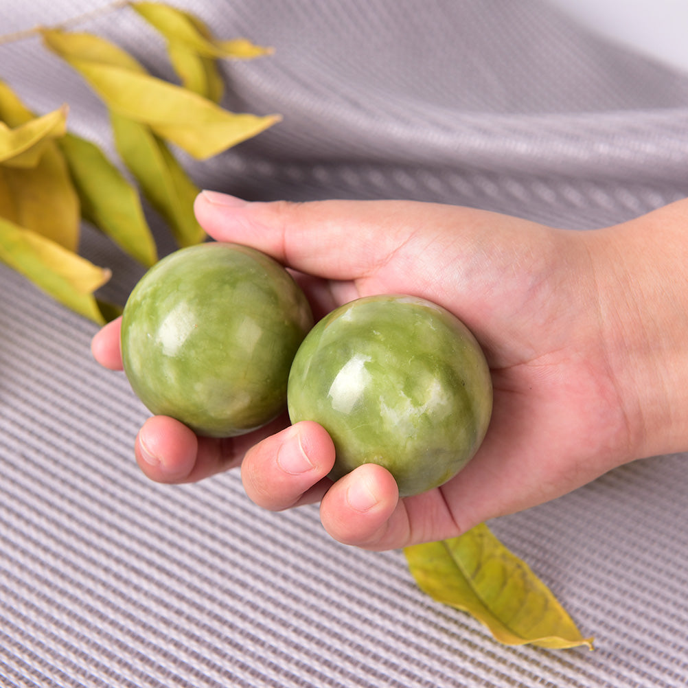 Natural Jade Hand Massage Balls with Case (2pcs) by HitMyNeed