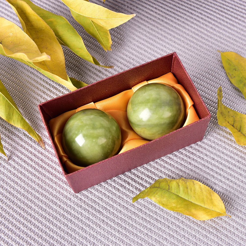Natural Jade Hand Massage Balls with Case (2pcs) by HitMyNeed