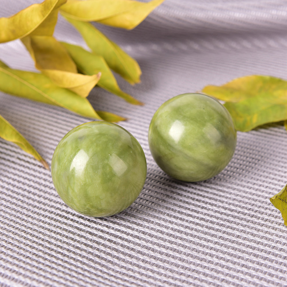 Natural Jade Hand Massage Balls with Case (2pcs) by HitMyNeed