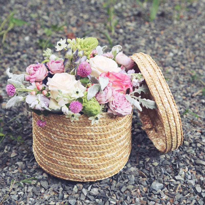 Natural Lidded Wicker Storage Baskets Set of 3 by HitMyNeed