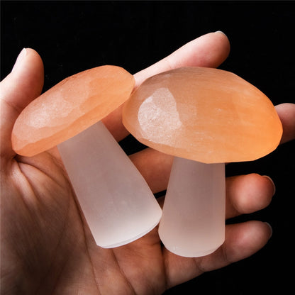 Natural Peach Selenite Crystal Mushroom Decor by HitMyNeed