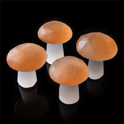 Natural Peach Selenite Crystal Mushroom Decor by HitMyNeed