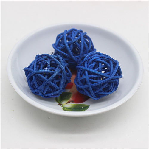 Natural Rattan Balls Decor Set, 25pcs (3cm) blue by HitMyNeed
