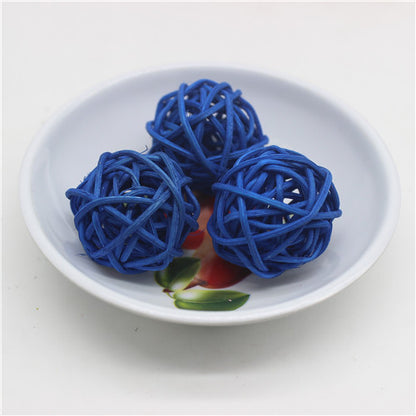Natural Rattan Balls Decor Set, 25pcs (3cm) blue by HitMyNeed