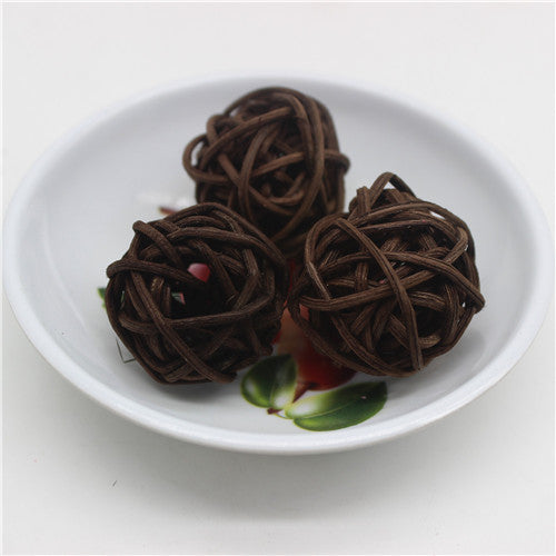 Natural Rattan Balls Decor Set, 25pcs (3cm) coffee by HitMyNeed