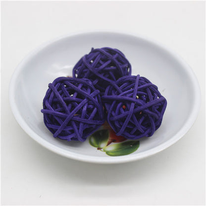 Natural Rattan Balls Decor Set, 25pcs (3cm) dark-blue by HitMyNeed