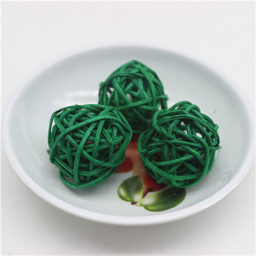 Natural Rattan Balls Decor Set, 25pcs (3cm) dark-green by HitMyNeed