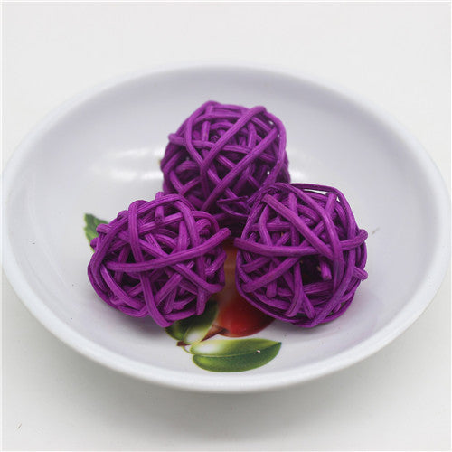 Natural Rattan Balls Decor Set, 25pcs (3cm) dark-purple by HitMyNeed