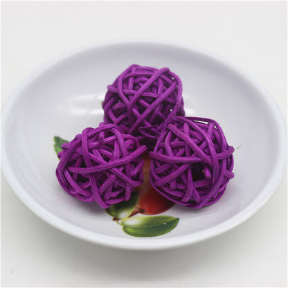 Natural Rattan Balls Decor Set, 25pcs (3cm) dark-purple by HitMyNeed