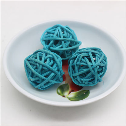 Natural Rattan Balls Decor Set, 25pcs (3cm) sky-blue by HitMyNeed