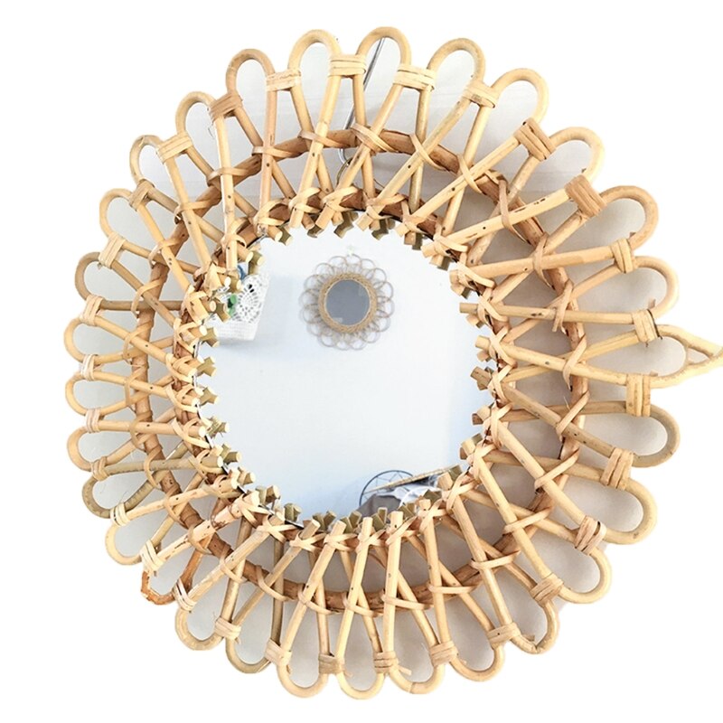 Natural Rattan Round Wall Mirror 40 cm by HitMyNeed