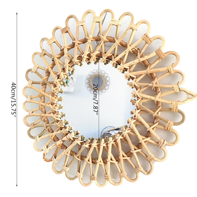 Natural Rattan Round Wall Mirror 40 cm by HitMyNeed