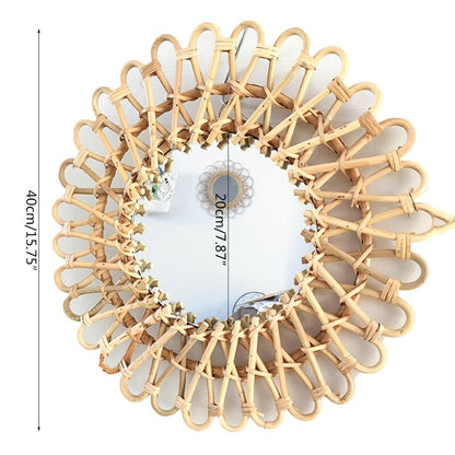 Natural Rattan Round Wall Mirror 40 cm by HitMyNeed