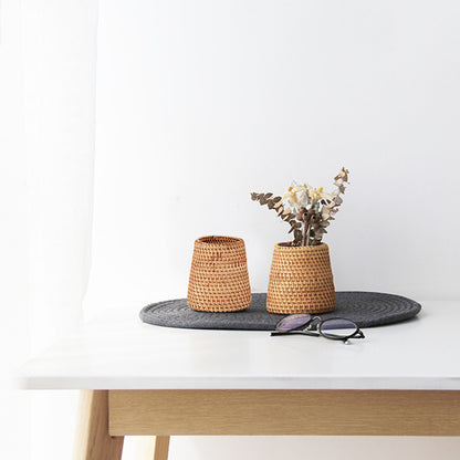 Natural Rattan Storage Basket & Desktop Organizer by HitMyNeed