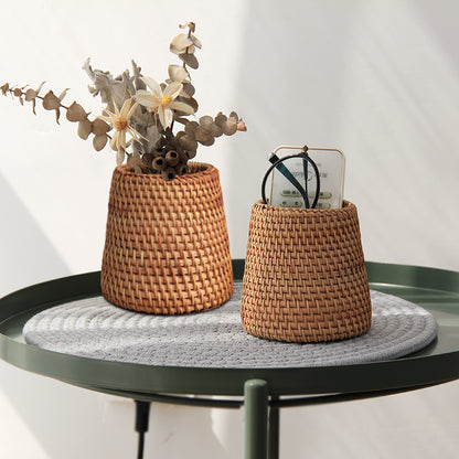 Natural Rattan Storage Basket & Desktop Organizer by HitMyNeed