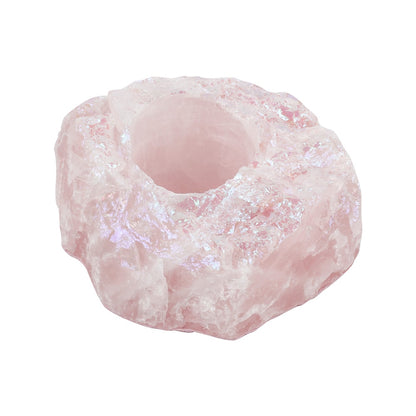 Natural Rose Quartz Tealight Candle Holder by HitMyNeed