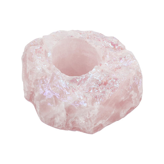 Natural Rose Quartz Tealight Candle Holder by HitMyNeed