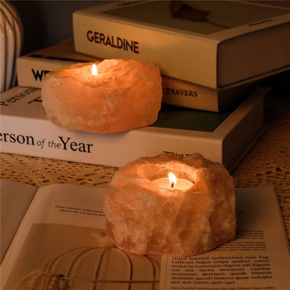 Natural Rose Quartz Tealight Candle Holder by HitMyNeed