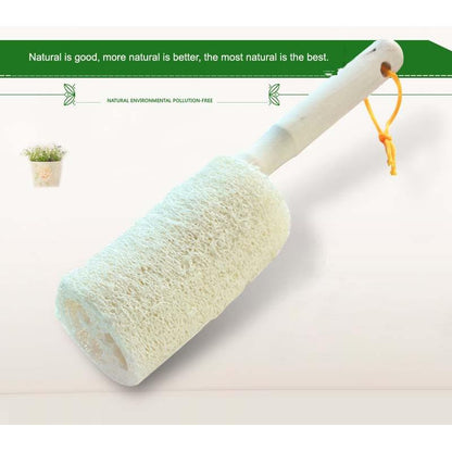 Natural Shower Loofah Set of 3 with Wooden Handles by HitMyNeed