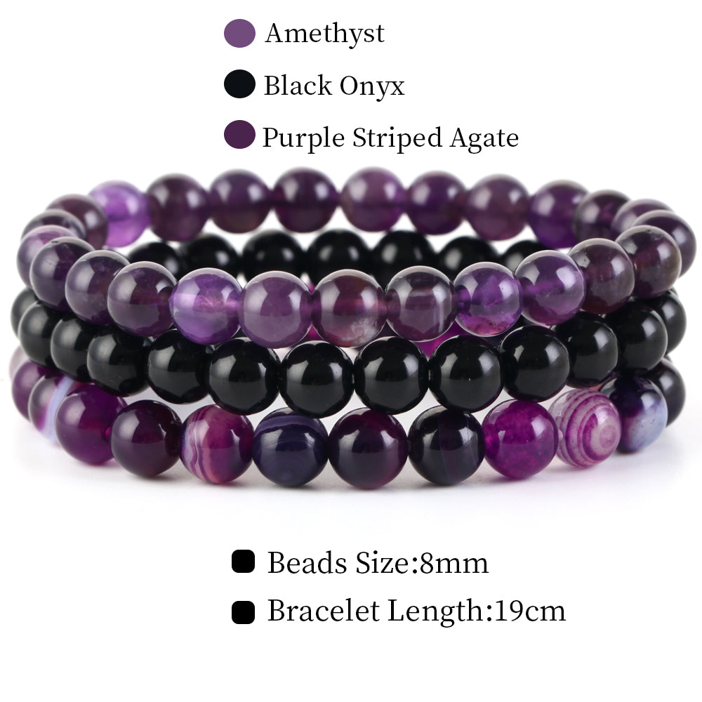 Natural Stone Bracelets Set, 3 Piece by HitMyNeed