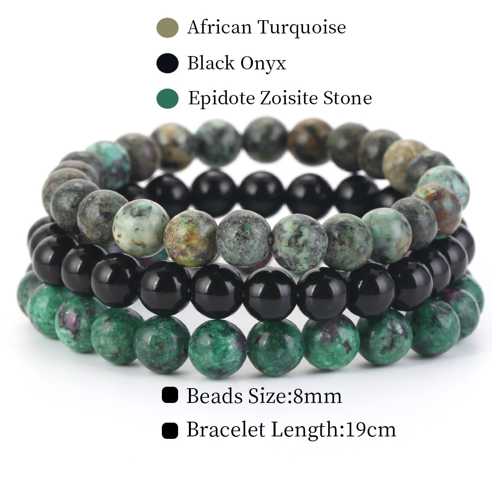 Natural Stone Bracelets Set, 3 Piece by HitMyNeed