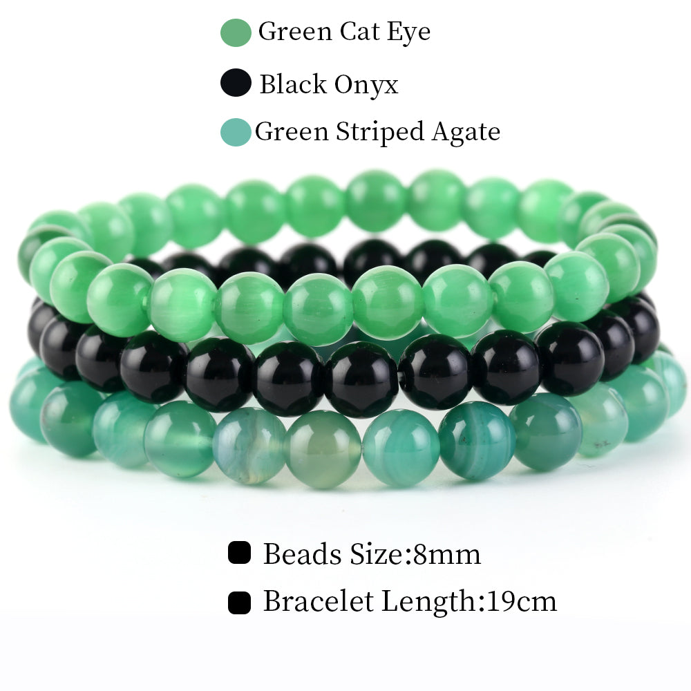 Natural Stone Bracelets Set, 3 Piece set-no-1 l-210mm by HitMyNeed