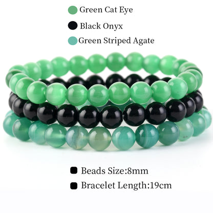 Natural Stone Bracelets Set, 3 Piece set-no-1 l-210mm by HitMyNeed