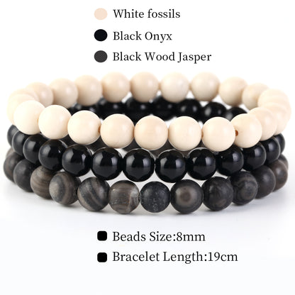 Natural Stone Bracelets Set, 3 Piece set-no-10 l-210mm by HitMyNeed