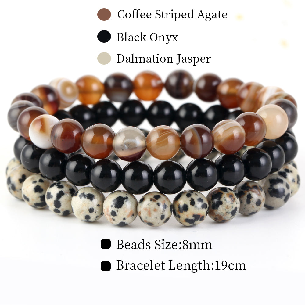 Natural Stone Bracelets Set, 3 Piece set-no-11 s-170mm by HitMyNeed
